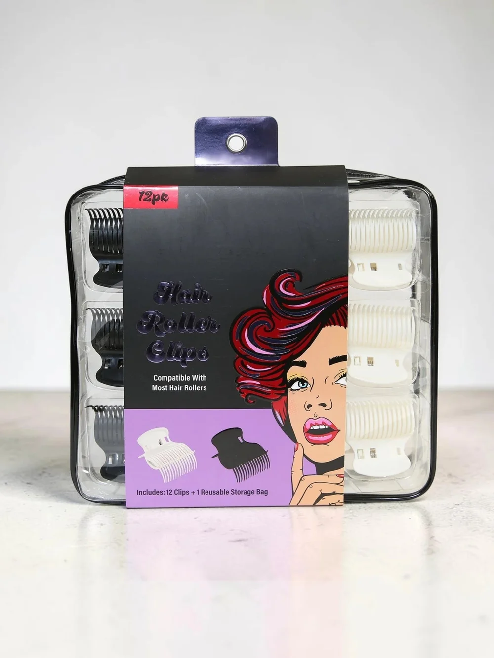 🆕 Hair Roller Clips Set - 12 Pack Black & White